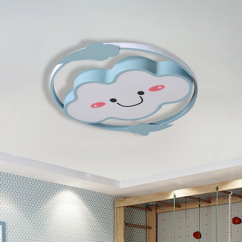 Iron Rainbow/Cloud Flush Mount Light Cartoon Pink/Blue LED Ceiling Mounted Fixture for Children Bedroom Blue Cloud Clearhalo 'Ceiling Lights' 'Close To Ceiling Lights' 'Close to ceiling' 'Flush mount' Lighting' 810222