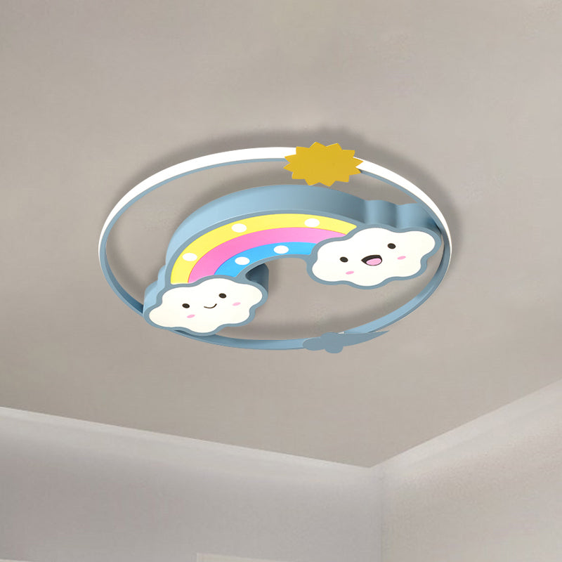 Iron Rainbow/Cloud Flush Mount Light Cartoon Pink/Blue LED Ceiling Mounted Fixture for Children Bedroom Blue Rainbow Clearhalo 'Ceiling Lights' 'Close To Ceiling Lights' 'Close to ceiling' 'Flush mount' Lighting' 810230