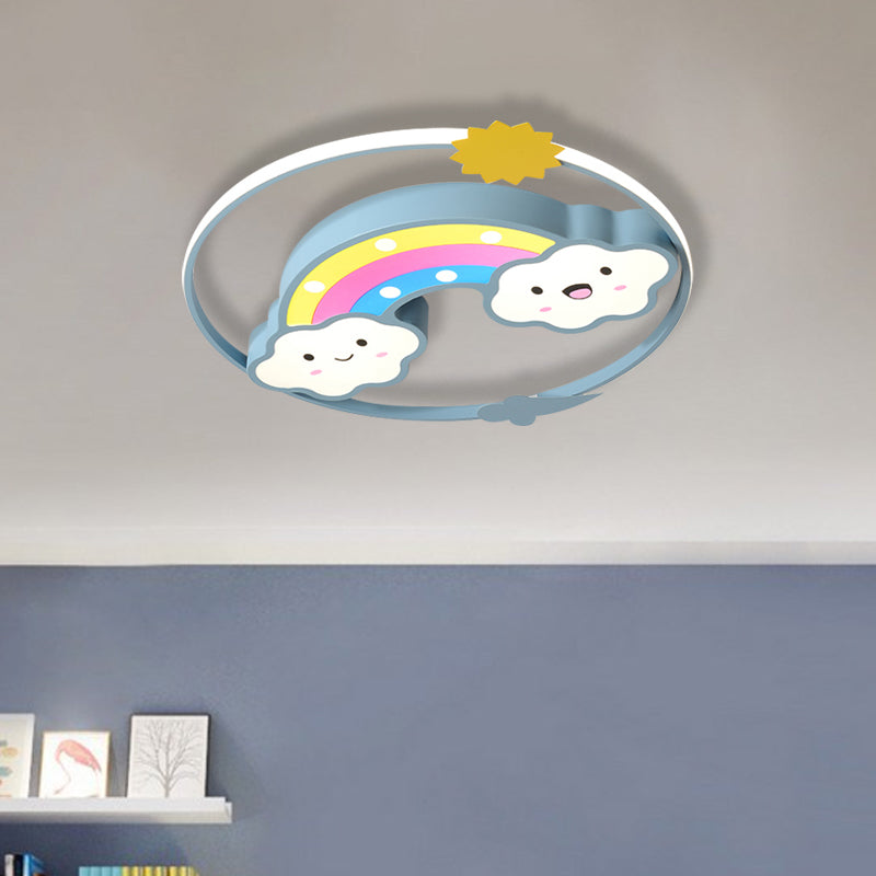 Iron Rainbow/Cloud Flush Mount Light Cartoon Pink/Blue LED Ceiling Mounted Fixture for Children Bedroom Clearhalo 'Ceiling Lights' 'Close To Ceiling Lights' 'Close to ceiling' 'Flush mount' Lighting' 810231