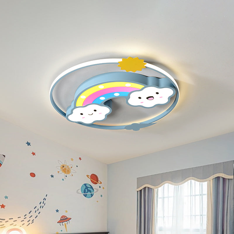 Iron Rainbow/Cloud Flush Mount Light Cartoon Pink/Blue LED Ceiling Mounted Fixture for Children Bedroom Clearhalo 'Ceiling Lights' 'Close To Ceiling Lights' 'Close to ceiling' 'Flush mount' Lighting' 810232