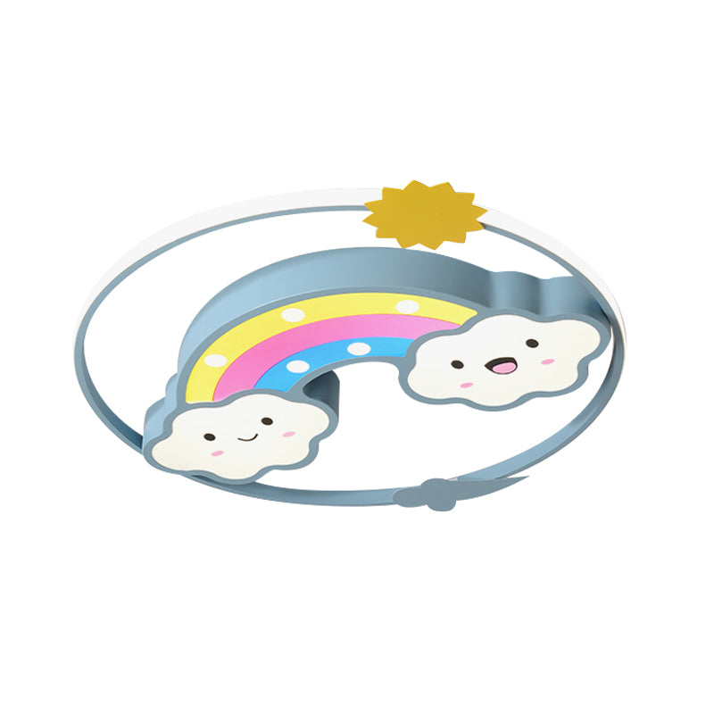 Iron Rainbow/Cloud Flush Mount Light Cartoon Pink/Blue LED Ceiling Mounted Fixture for Children Bedroom Clearhalo 'Ceiling Lights' 'Close To Ceiling Lights' 'Close to ceiling' 'Flush mount' Lighting' 810233