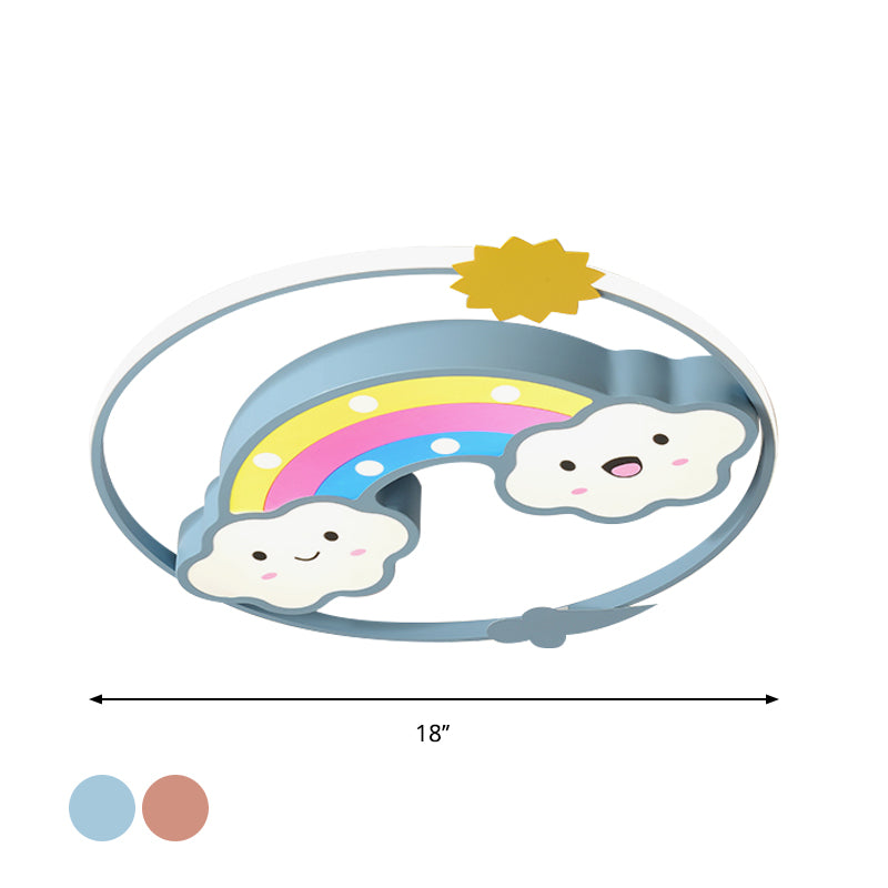 Iron Rainbow/Cloud Flush Mount Light Cartoon Pink/Blue LED Ceiling Mounted Fixture for Children Bedroom Clearhalo 'Ceiling Lights' 'Close To Ceiling Lights' 'Close to ceiling' 'Flush mount' Lighting' 810234