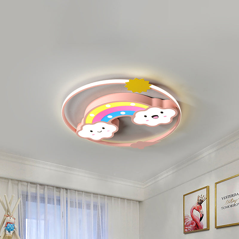 Iron Rainbow/Cloud Flush Mount Light Cartoon Pink/Blue LED Ceiling Mounted Fixture for Children Bedroom Clearhalo 'Ceiling Lights' 'Close To Ceiling Lights' 'Close to ceiling' 'Flush mount' Lighting' 810236