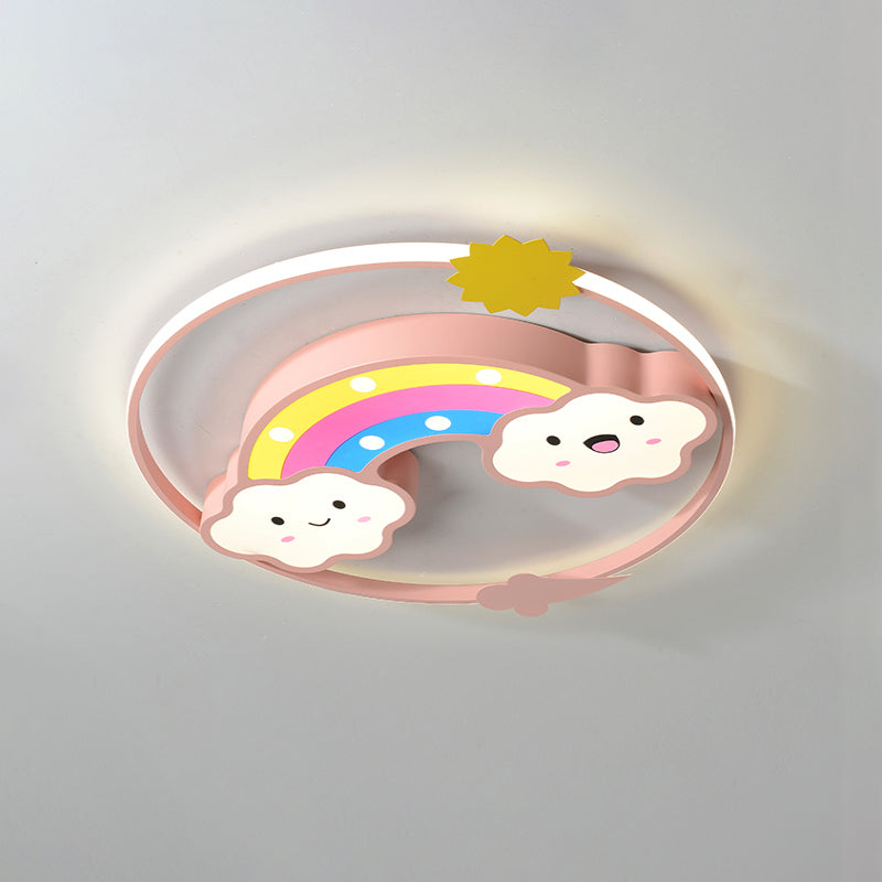 Iron Rainbow/Cloud Flush Mount Light Cartoon Pink/Blue LED Ceiling Mounted Fixture for Children Bedroom Clearhalo 'Ceiling Lights' 'Close To Ceiling Lights' 'Close to ceiling' 'Flush mount' Lighting' 810238