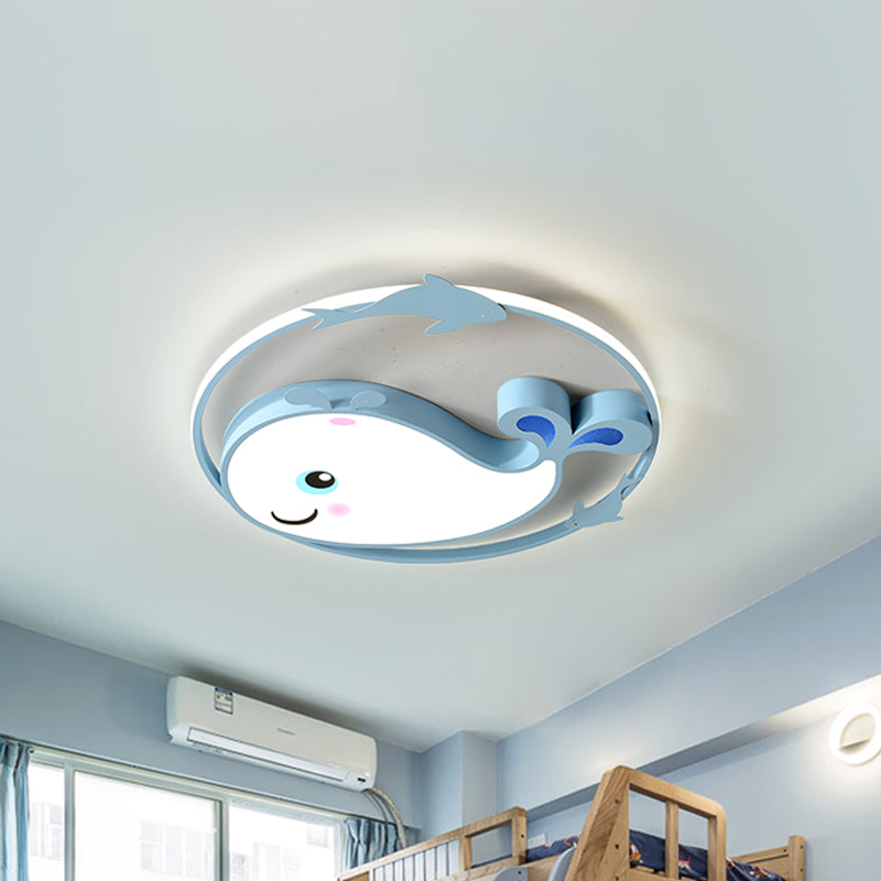 Macaroon Dinosaur/Fish Flush Mount Acrylic LED Nursery Close to Ceiling Lighting Fixture with Ring in Pink/Blue/Green Clearhalo 'Ceiling Lights' 'Close To Ceiling Lights' 'Close to ceiling' 'Flush mount' Lighting' 810240