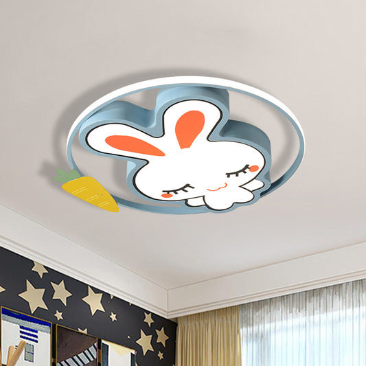 Bear/Rabbit Flush Mount Light Cartoon Acrylic Children Bedroom LED Ceiling Lighting in Pink/Blue Blue Rabbit Clearhalo 'Ceiling Lights' 'Close To Ceiling Lights' 'Close to ceiling' 'Flush mount' Lighting' 810256