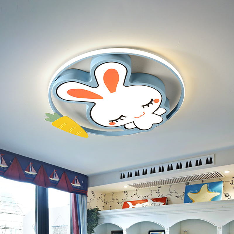 Bear/Rabbit Flush Mount Light Cartoon Acrylic Children Bedroom LED Ceiling Lighting in Pink/Blue Clearhalo 'Ceiling Lights' 'Close To Ceiling Lights' 'Close to ceiling' 'Flush mount' Lighting' 810257