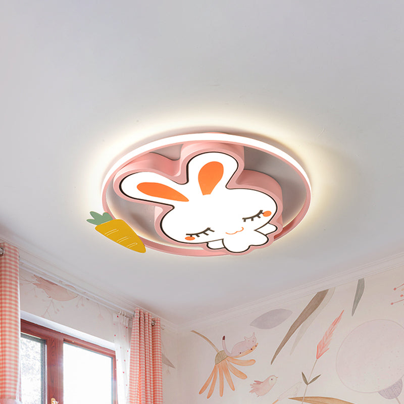 Bear/Rabbit Flush Mount Light Cartoon Acrylic Children Bedroom LED Ceiling Lighting in Pink/Blue Pink Rabbit Clearhalo 'Ceiling Lights' 'Close To Ceiling Lights' 'Close to ceiling' 'Flush mount' Lighting' 810260