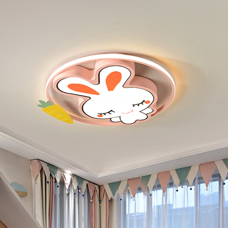 Bear/Rabbit Flush Mount Light Cartoon Acrylic Children Bedroom LED Ceiling Lighting in Pink/Blue Clearhalo 'Ceiling Lights' 'Close To Ceiling Lights' 'Close to ceiling' 'Flush mount' Lighting' 810261