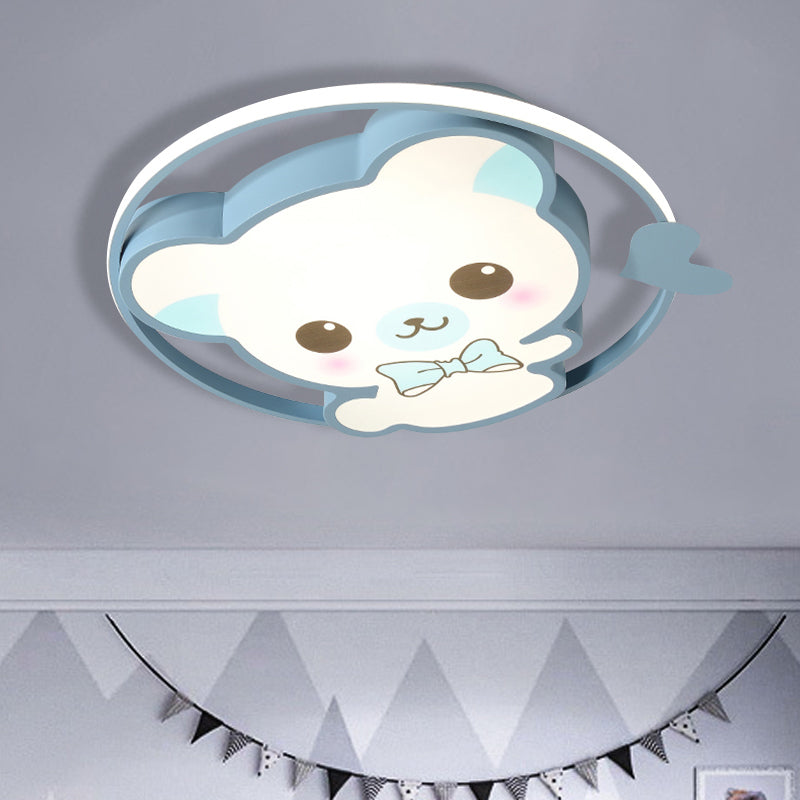 Bear/Rabbit Flush Mount Light Cartoon Acrylic Children Bedroom LED Ceiling Lighting in Pink/Blue Blue Bear Clearhalo 'Ceiling Lights' 'Close To Ceiling Lights' 'Close to ceiling' 'Flush mount' Lighting' 810264