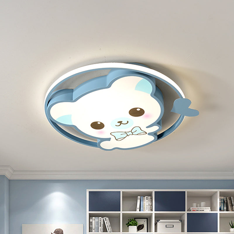 Bear/Rabbit Flush Mount Light Cartoon Acrylic Children Bedroom LED Ceiling Lighting in Pink/Blue Clearhalo 'Ceiling Lights' 'Close To Ceiling Lights' 'Close to ceiling' 'Flush mount' Lighting' 810265