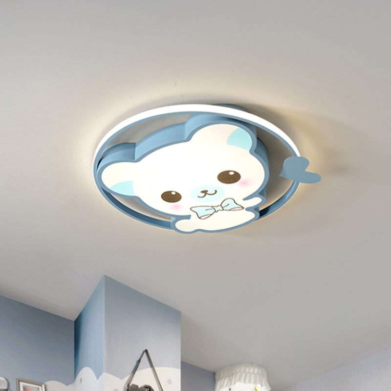 Bear/Rabbit Flush Mount Light Cartoon Acrylic Children Bedroom LED Ceiling Lighting in Pink/Blue Clearhalo 'Ceiling Lights' 'Close To Ceiling Lights' 'Close to ceiling' 'Flush mount' Lighting' 810266