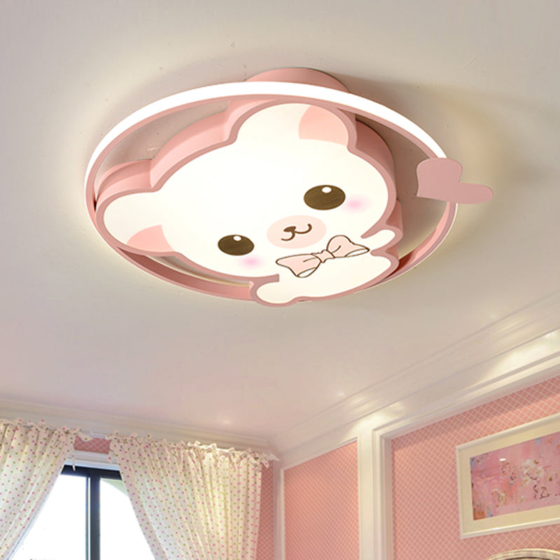 Bear/Rabbit Flush Mount Light Cartoon Acrylic Children Bedroom LED Ceiling Lighting in Pink/Blue Clearhalo 'Ceiling Lights' 'Close To Ceiling Lights' 'Close to ceiling' 'Flush mount' Lighting' 810270