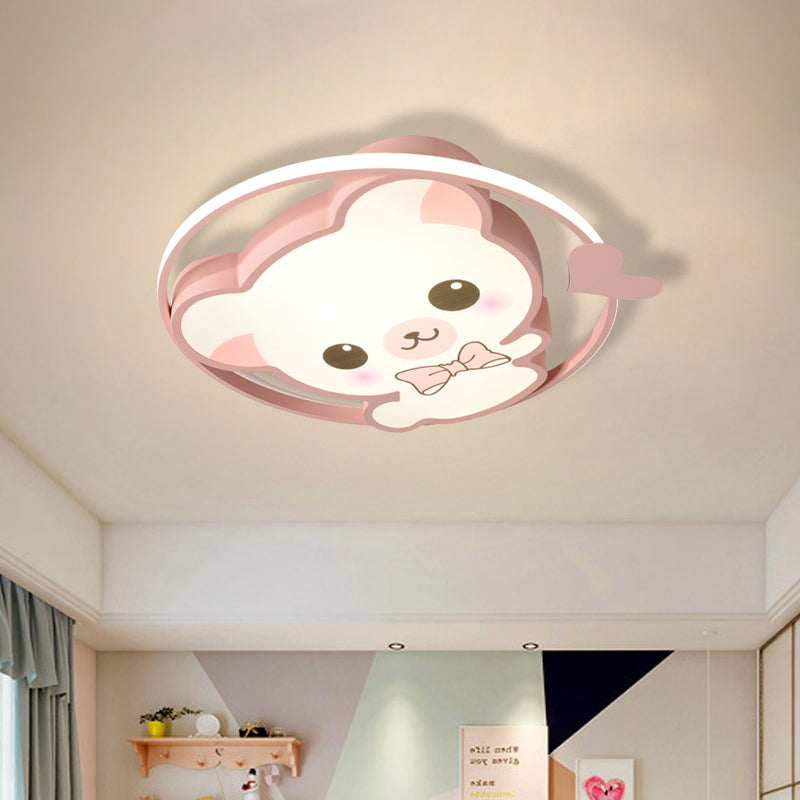 Bear/Rabbit Flush Mount Light Cartoon Acrylic Children Bedroom LED Ceiling Lighting in Pink/Blue Clearhalo 'Ceiling Lights' 'Close To Ceiling Lights' 'Close to ceiling' 'Flush mount' Lighting' 810271