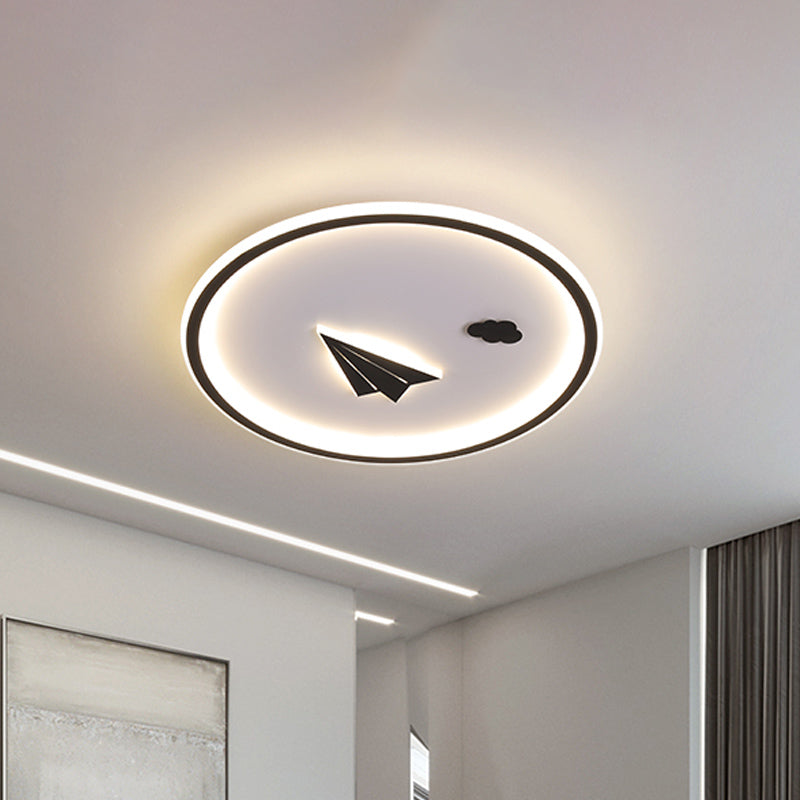 Metal Paper Plane and Cloud Flushmount Nordic LED Black Ceiling Flush Mount in Warm/White Light Black Clearhalo 'Ceiling Lights' 'Close To Ceiling Lights' 'Close to ceiling' 'Flush mount' Lighting' 810281