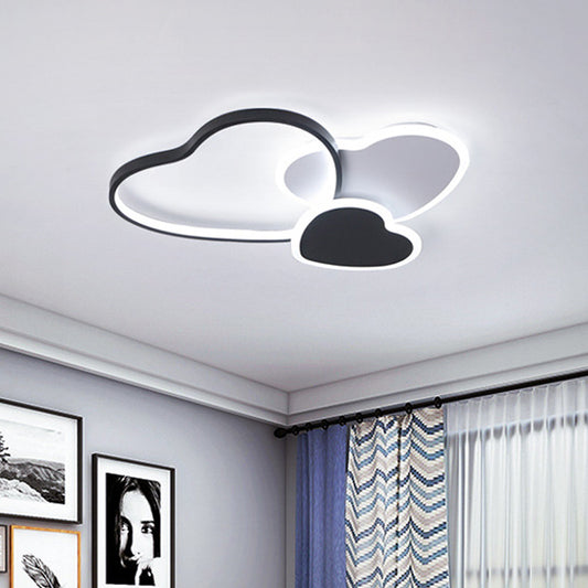 Multi Heart Ceiling Mounted Light Nordic Acrylic LED Black Flush Mount Lamp in Warm/White Light for Living Room Black Clearhalo 'Ceiling Lights' 'Close To Ceiling Lights' 'Close to ceiling' 'Flush mount' Lighting' 810285