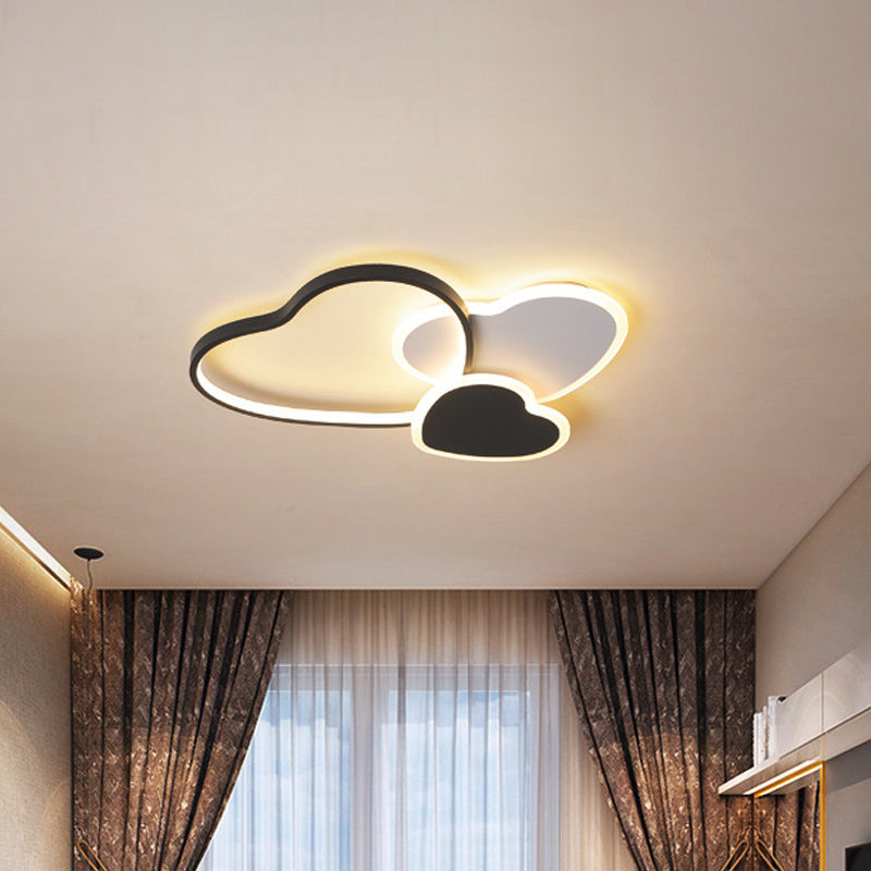 Multi Heart Ceiling Mounted Light Nordic Acrylic LED Black Flush Mount Lamp in Warm/White Light for Living Room Clearhalo 'Ceiling Lights' 'Close To Ceiling Lights' 'Close to ceiling' 'Flush mount' Lighting' 810286