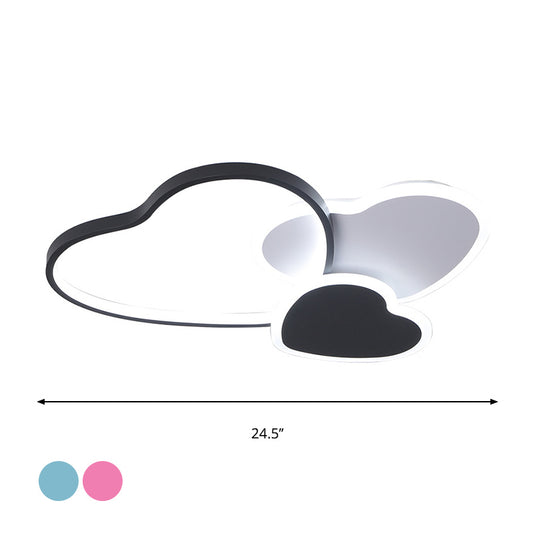 Multi Heart Ceiling Mounted Light Nordic Acrylic LED Black Flush Mount Lamp in Warm/White Light for Living Room Clearhalo 'Ceiling Lights' 'Close To Ceiling Lights' 'Close to ceiling' 'Flush mount' Lighting' 810288