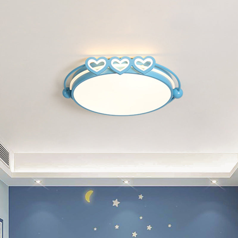 Modernism LED Ceiling Lighting Pink/Blue Halo Flush Mount Light with Acrylic Shade and Loving Heart Decor Clearhalo 'Ceiling Lights' 'Close To Ceiling Lights' 'Close to ceiling' 'Flush mount' Lighting' 810290