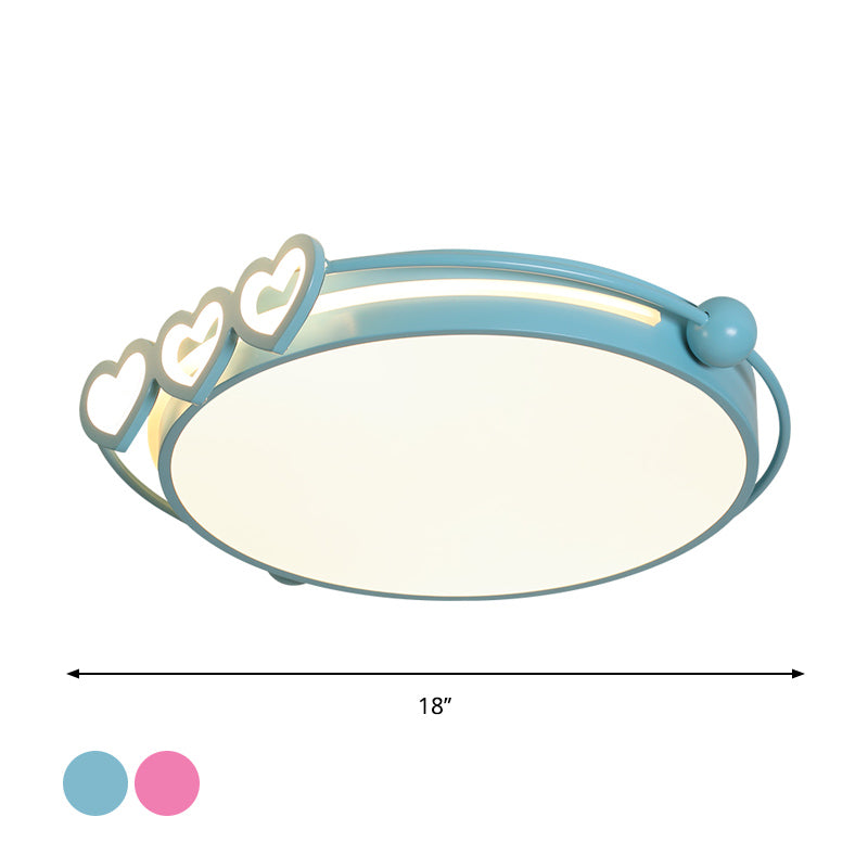 Modernism LED Ceiling Lighting Pink/Blue Halo Flush Mount Light with Acrylic Shade and Loving Heart Decor Clearhalo 'Ceiling Lights' 'Close To Ceiling Lights' 'Close to ceiling' 'Flush mount' Lighting' 810292