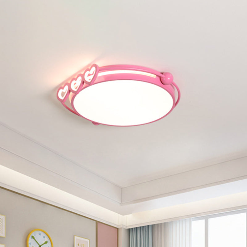 Modernism LED Ceiling Lighting Pink/Blue Halo Flush Mount Light with Acrylic Shade and Loving Heart Decor Pink Clearhalo 'Ceiling Lights' 'Close To Ceiling Lights' 'Close to ceiling' 'Flush mount' Lighting' 810293