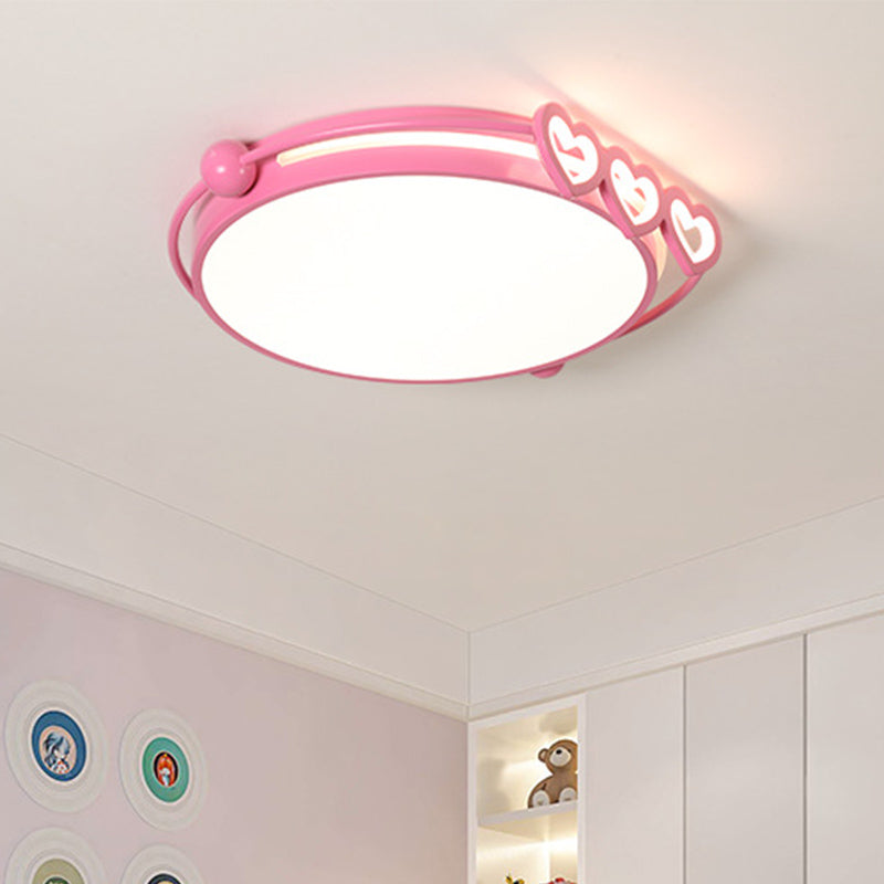 Modernism LED Ceiling Lighting Pink/Blue Halo Flush Mount Light with Acrylic Shade and Loving Heart Decor Clearhalo 'Ceiling Lights' 'Close To Ceiling Lights' 'Close to ceiling' 'Flush mount' Lighting' 810295