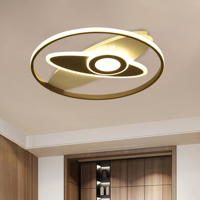 Kids Star/Planet Acrylic Ceiling Lamp LED Flush Mount Lighting Fixture in Gold with Circle for Bedroom Gold Planet Clearhalo 'Ceiling Lights' 'Close To Ceiling Lights' 'Close to ceiling' 'Flush mount' Lighting' 810306