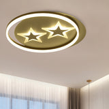 Kids Star/Planet Acrylic Ceiling Lamp LED Flush Mount Lighting Fixture in Gold with Circle for Bedroom Clearhalo 'Ceiling Lights' 'Close To Ceiling Lights' 'Close to ceiling' 'Flush mount' Lighting' 810311