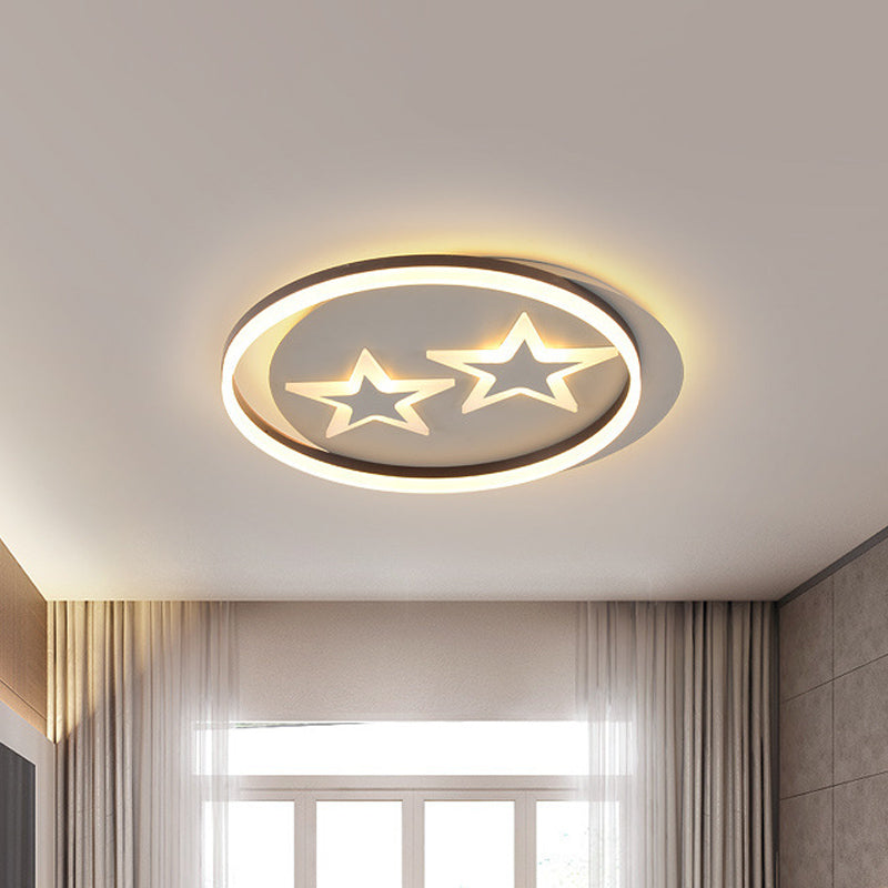 Kids Star/Planet Acrylic Ceiling Lamp LED Flush Mount Lighting Fixture in Gold with Circle for Bedroom Clearhalo 'Ceiling Lights' 'Close To Ceiling Lights' 'Close to ceiling' 'Flush mount' Lighting' 810312