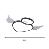 Black Heart with Wing Ceiling Fixture Nordic LED Acrylic Flush Mount Lighting in Warm/White Light for Bedroom Clearhalo 'Ceiling Lights' 'Close To Ceiling Lights' 'Close to ceiling' 'Flush mount' Lighting' 810318