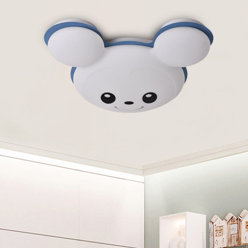 Mouse Head Acrylic Ceiling Flush Cartoon Grey/Yellow/Blue LED Flush Mount Lighting Fixture for Bedroom Blue Clearhalo 'Ceiling Lights' 'Close To Ceiling Lights' 'Close to ceiling' 'Flush mount' Lighting' 810323