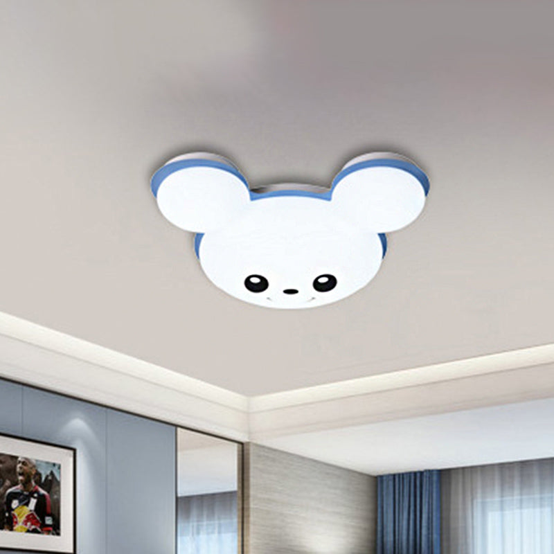 Mouse Head Acrylic Ceiling Flush Cartoon Grey/Yellow/Blue LED Flush Mount Lighting Fixture for Bedroom Clearhalo 'Ceiling Lights' 'Close To Ceiling Lights' 'Close to ceiling' 'Flush mount' Lighting' 810324