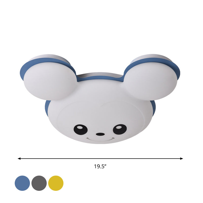 Mouse Head Acrylic Ceiling Flush Cartoon Grey/Yellow/Blue LED Flush Mount Lighting Fixture for Bedroom Clearhalo 'Ceiling Lights' 'Close To Ceiling Lights' 'Close to ceiling' 'Flush mount' Lighting' 810326
