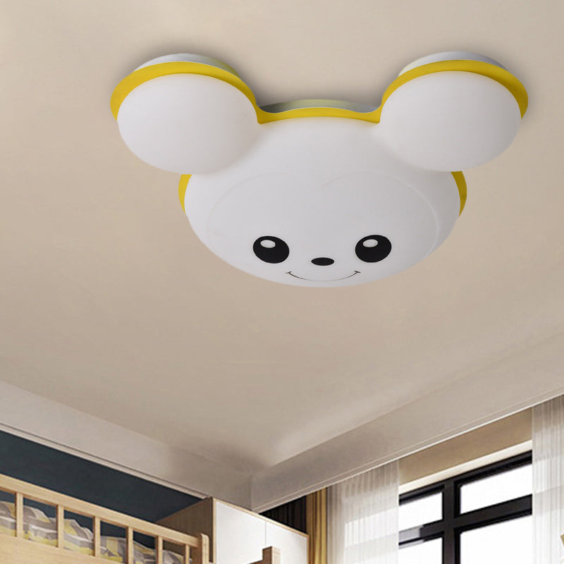 Mouse Head Acrylic Ceiling Flush Cartoon Grey/Yellow/Blue LED Flush Mount Lighting Fixture for Bedroom Clearhalo 'Ceiling Lights' 'Close To Ceiling Lights' 'Close to ceiling' 'Flush mount' Lighting' 810332