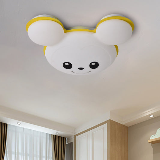 Mouse Head Acrylic Ceiling Flush Cartoon Grey/Yellow/Blue LED Flush Mount Lighting Fixture for Bedroom Clearhalo 'Ceiling Lights' 'Close To Ceiling Lights' 'Close to ceiling' 'Flush mount' Lighting' 810333