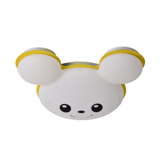 Mouse Head Acrylic Ceiling Flush Cartoon Grey/Yellow/Blue LED Flush Mount Lighting Fixture for Bedroom Clearhalo 'Ceiling Lights' 'Close To Ceiling Lights' 'Close to ceiling' 'Flush mount' Lighting' 810334