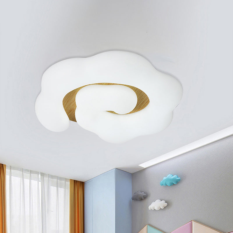 Wood Cloud Ceiling Light Fixture Nordic LED Plastic Flush Mount Lighting for Children Bedroom Wood Clearhalo 'Ceiling Lights' 'Close To Ceiling Lights' 'Close to ceiling' 'Flush mount' Lighting' 810347