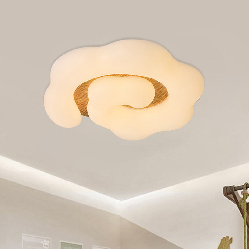 Wood Cloud Ceiling Light Fixture Nordic LED Plastic Flush Mount Lighting for Children Bedroom Clearhalo 'Ceiling Lights' 'Close To Ceiling Lights' 'Close to ceiling' 'Flush mount' Lighting' 810348