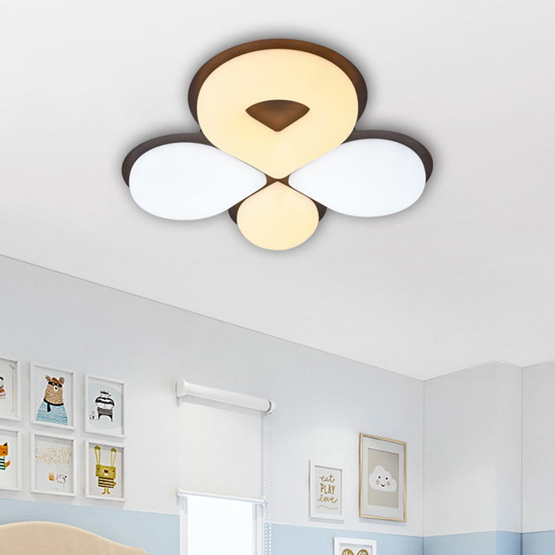 Kids Flower Plastic Ceiling Lighting LED Flush Mount Light Fixture in Grey/White/Coffee for Children Bedroom Clearhalo 'Ceiling Lights' 'Close To Ceiling Lights' 'Close to ceiling' 'Flush mount' Lighting' 810352