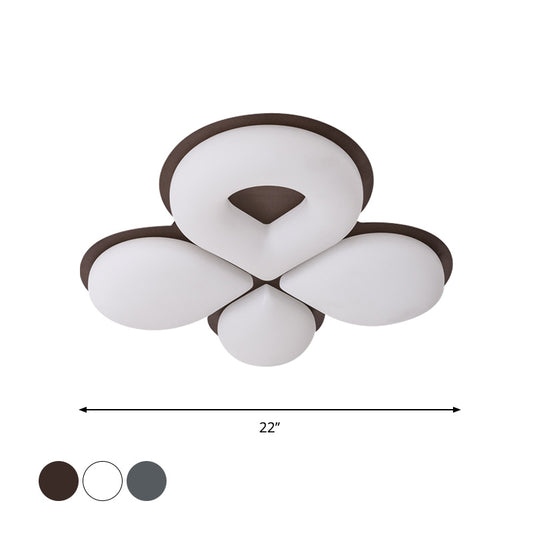 Kids Flower Plastic Ceiling Lighting LED Flush Mount Light Fixture in Grey/White/Coffee for Children Bedroom Clearhalo 'Ceiling Lights' 'Close To Ceiling Lights' 'Close to ceiling' 'Flush mount' Lighting' 810354