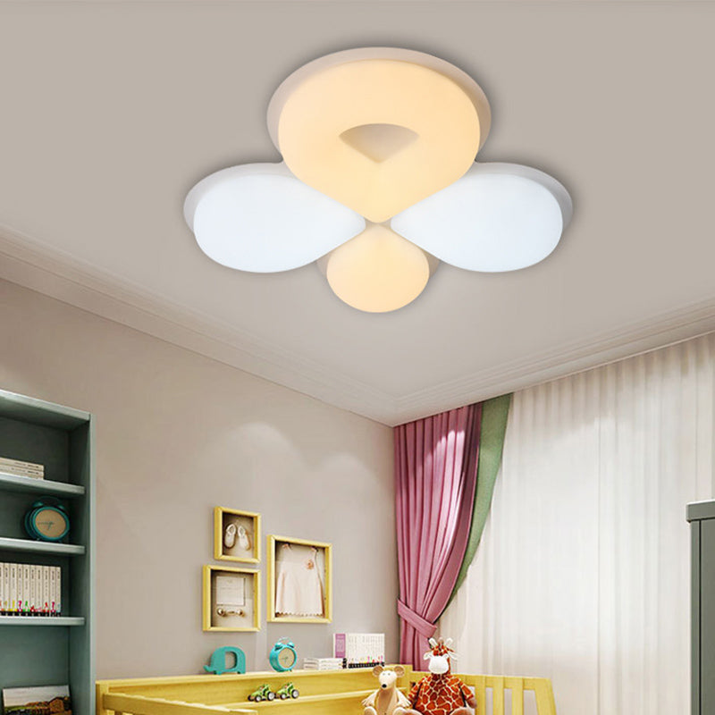 Kids Flower Plastic Ceiling Lighting LED Flush Mount Light Fixture in Grey/White/Coffee for Children Bedroom Clearhalo 'Ceiling Lights' 'Close To Ceiling Lights' 'Close to ceiling' 'Flush mount' Lighting' 810357