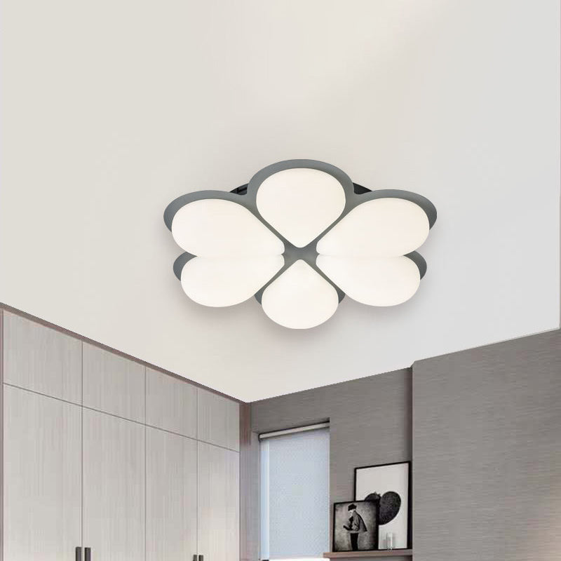 Plastic Petal Flush Ceiling Light Kids LED Flush Mount Lighting Fixture in Grey/White/Coffee for Bedroom Clearhalo 'Ceiling Lights' 'Close To Ceiling Lights' 'Close to ceiling' 'Flush mount' Lighting' 810364