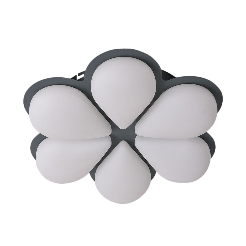 Plastic Petal Flush Ceiling Light Kids LED Flush Mount Lighting Fixture in Grey/White/Coffee for Bedroom Clearhalo 'Ceiling Lights' 'Close To Ceiling Lights' 'Close to ceiling' 'Flush mount' Lighting' 810365