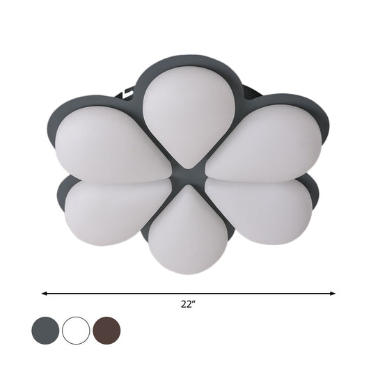 Plastic Petal Flush Ceiling Light Kids LED Flush Mount Lighting Fixture in Grey/White/Coffee for Bedroom Clearhalo 'Ceiling Lights' 'Close To Ceiling Lights' 'Close to ceiling' 'Flush mount' Lighting' 810366
