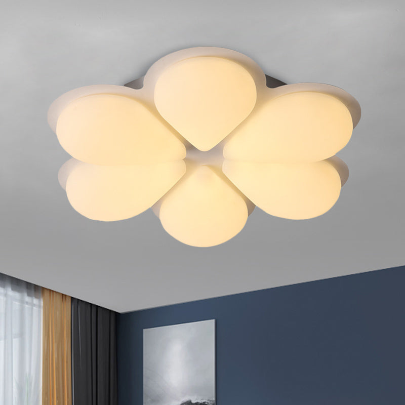 Plastic Petal Flush Ceiling Light Kids LED Flush Mount Lighting Fixture in Grey/White/Coffee for Bedroom White Clearhalo 'Ceiling Lights' 'Close To Ceiling Lights' 'Close to ceiling' 'Flush mount' Lighting' 810367