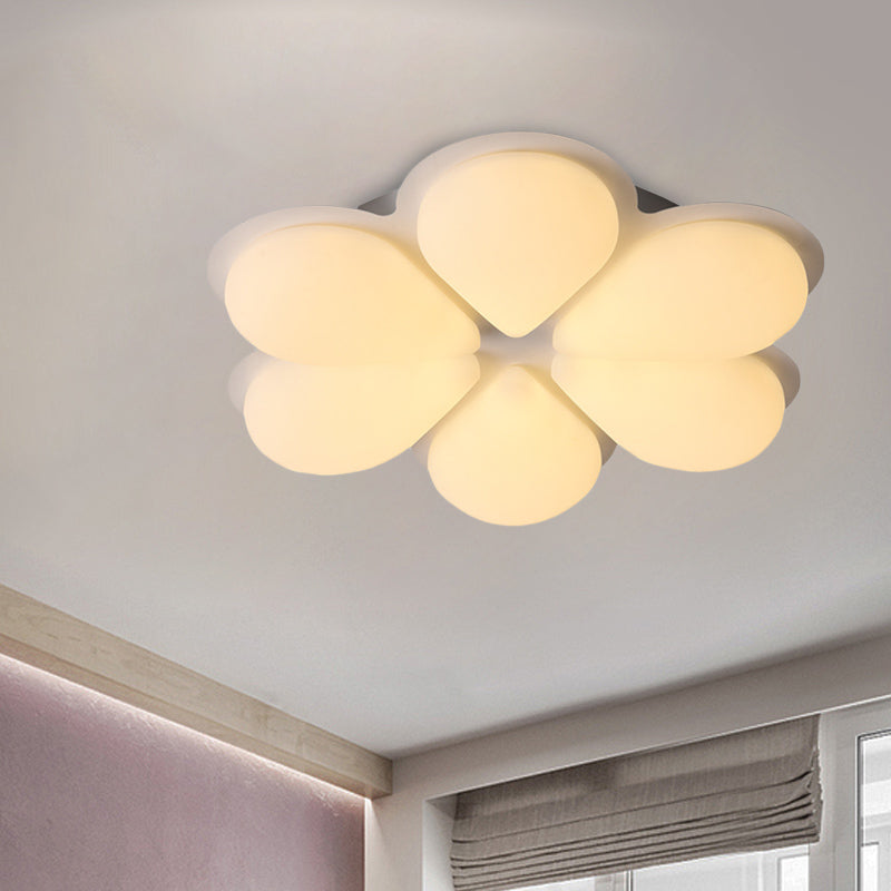 Plastic Petal Flush Ceiling Light Kids LED Flush Mount Lighting Fixture in Grey/White/Coffee for Bedroom Clearhalo 'Ceiling Lights' 'Close To Ceiling Lights' 'Close to ceiling' 'Flush mount' Lighting' 810368