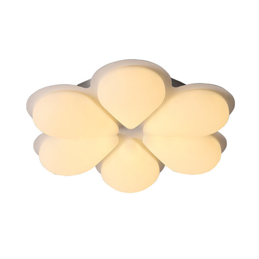 Plastic Petal Flush Ceiling Light Kids LED Flush Mount Lighting Fixture in Grey/White/Coffee for Bedroom Clearhalo 'Ceiling Lights' 'Close To Ceiling Lights' 'Close to ceiling' 'Flush mount' Lighting' 810370