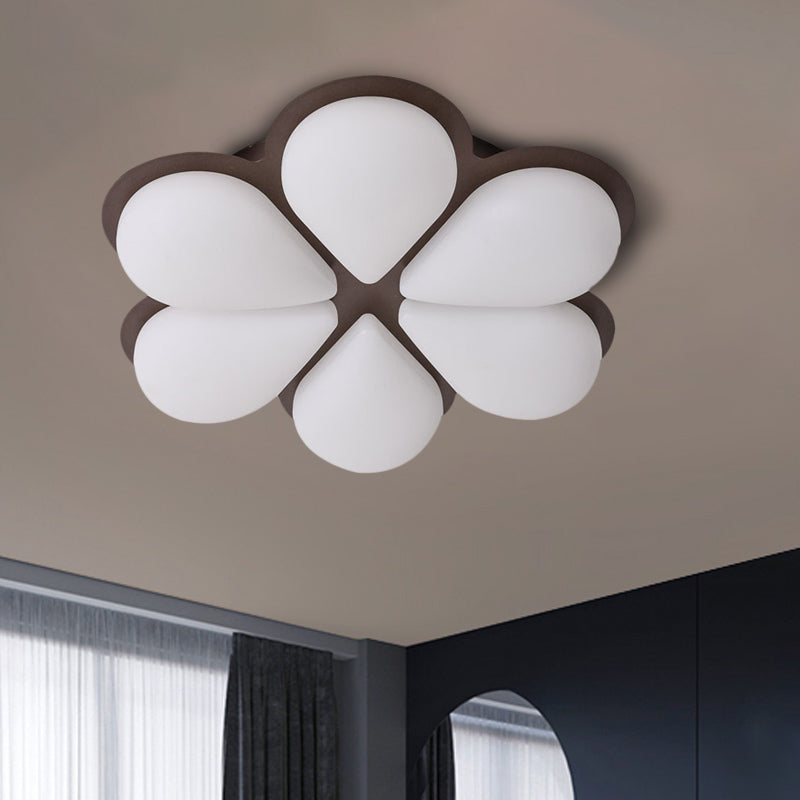 Plastic Petal Flush Ceiling Light Kids LED Flush Mount Lighting Fixture in Grey/White/Coffee for Bedroom Clearhalo 'Ceiling Lights' 'Close To Ceiling Lights' 'Close to ceiling' 'Flush mount' Lighting' 810372