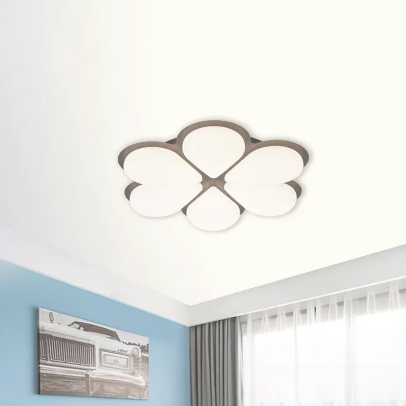 Plastic Petal Flush Ceiling Light Kids LED Flush Mount Lighting Fixture in Grey/White/Coffee for Bedroom Clearhalo 'Ceiling Lights' 'Close To Ceiling Lights' 'Close to ceiling' 'Flush mount' Lighting' 810373