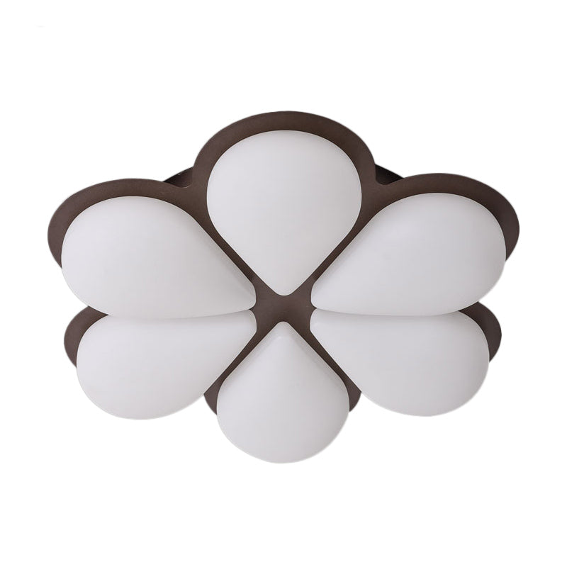 Plastic Petal Flush Ceiling Light Kids LED Flush Mount Lighting Fixture in Grey/White/Coffee for Bedroom Clearhalo 'Ceiling Lights' 'Close To Ceiling Lights' 'Close to ceiling' 'Flush mount' Lighting' 810374